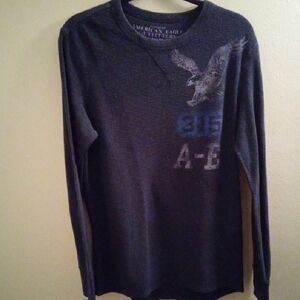 Mens M American Eagle Outfitters Dark Blue Long Sleeve Tee Mediumweight Relaxed